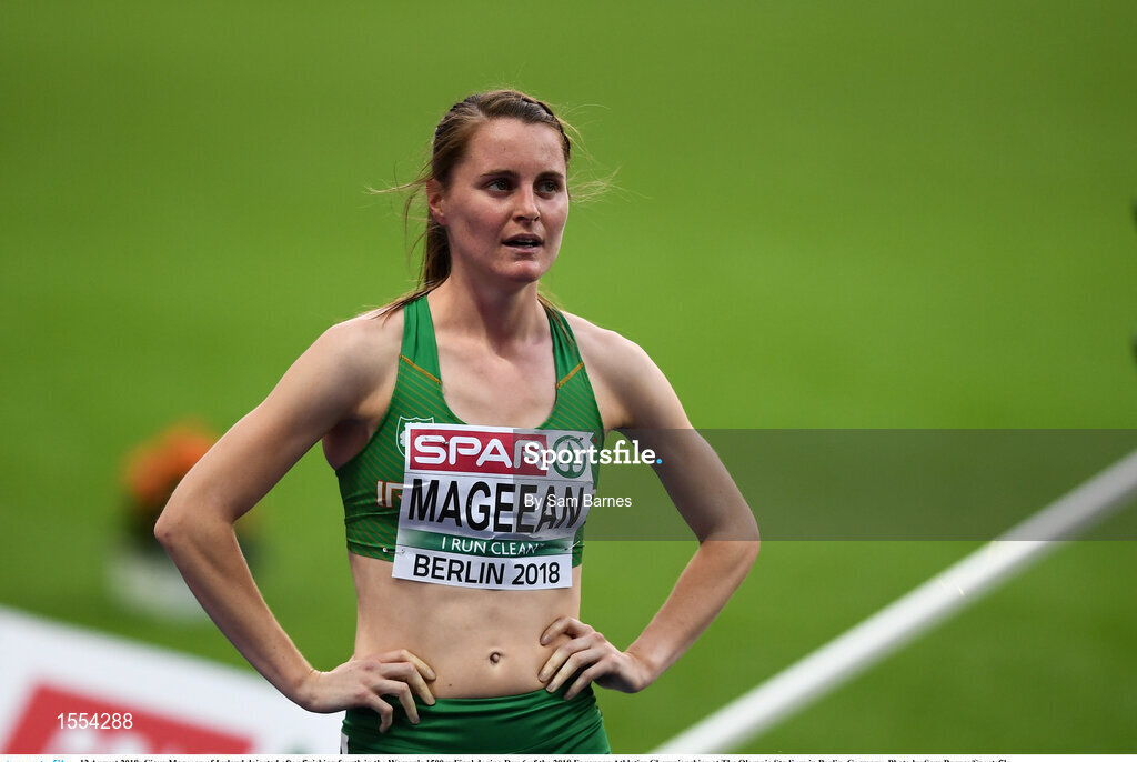 12 August 2018; Ciara Mageean of Ireland dejected after finishing fourth in the Women's 1500m Final during Day 6 of the 2018 European Athletics Championships at The Olympic Stadium in Berlin, Germany. Photo by Sam Barnes/Sportsfile