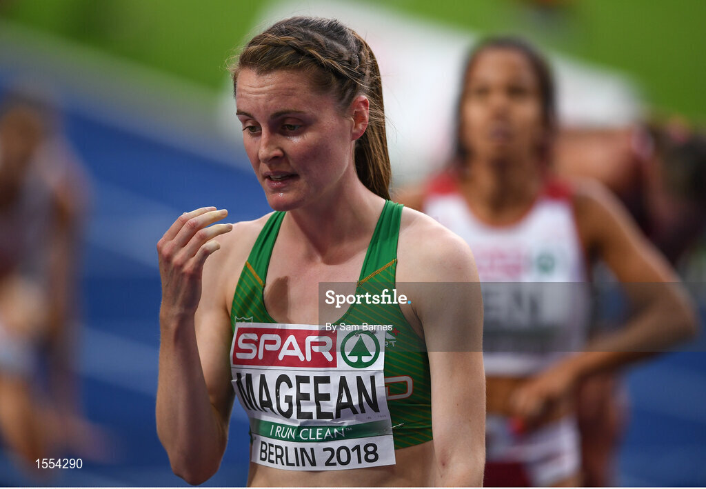 12 August 2018; Ciara Mageean of Ireland dejected after finishing fourth in the Women's 1500m Final during Day 6 of the 2018 European Athletics Championships at The Olympic Stadium in Berlin, Germany. Photo by Sam Barnes/Sportsfile