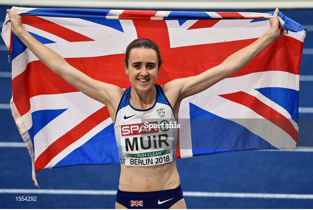 12 August 2018; Laura Muir of Great Britain on after winning the Women's 1500m Final during Day 6 of the 2018 European Athletics Championships at The Olympic Stadium in Berlin, Germany. Photo by Sam Barnes/Sportsfile