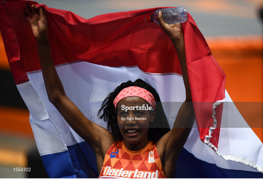 12 August 2018; Sifan Hassan of Netherlands, celebrates winning the Womens 5000m during Day 6 of the 2018 European Athletics Championships at The Olympic Stadium in Berlin, Germany. Photo by Sam Barnes/Sportsfile
