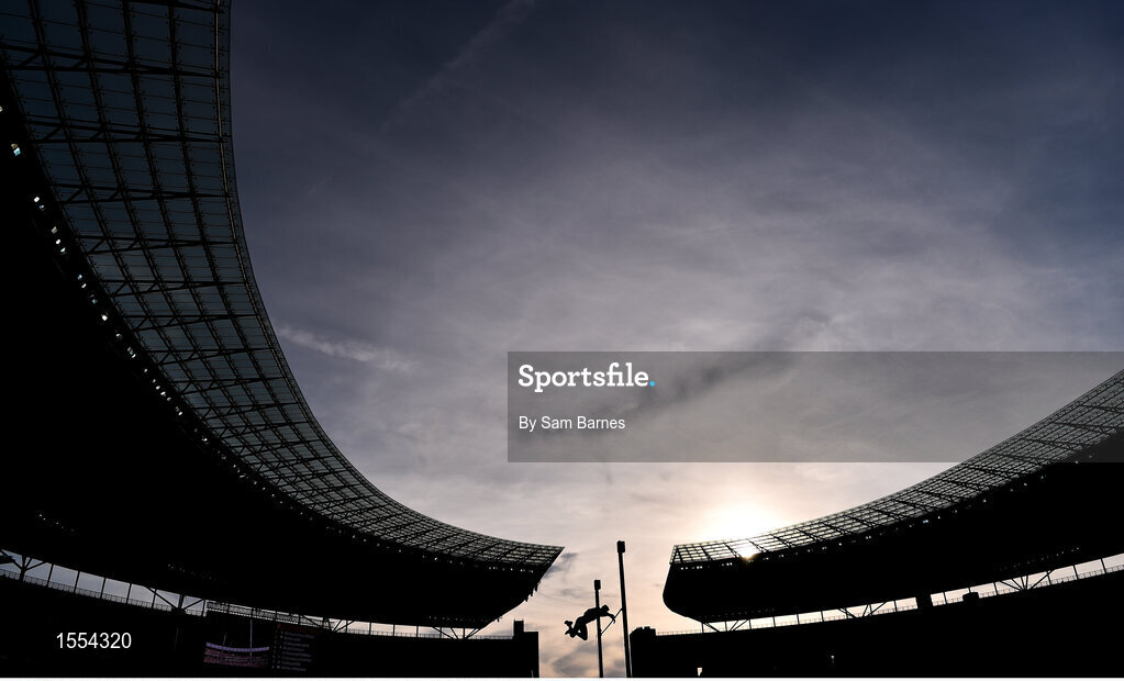 12 August 2018; A general view of the Men's Pole Vault Final during Day 6 of the 2018 European Athletics Championships at The Olympic Stadium in Berlin, Germany. Photo by Sam Barnes/Sportsfile