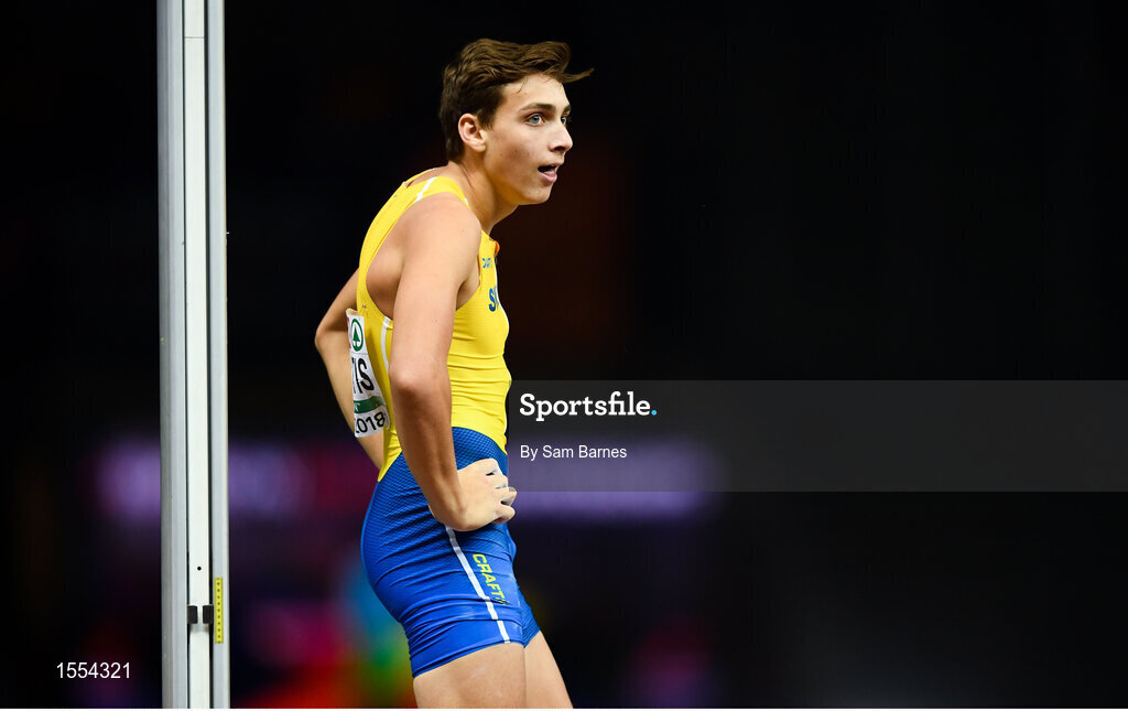 12 August 2018; Armand Duplantis of Sweden reacts after winning the Men's polevault during Day 6 of the 2018 European Athletics Championships at The Olympic Stadium in Berlin, Germany. Photo by Sam Barnes/Sportsfile