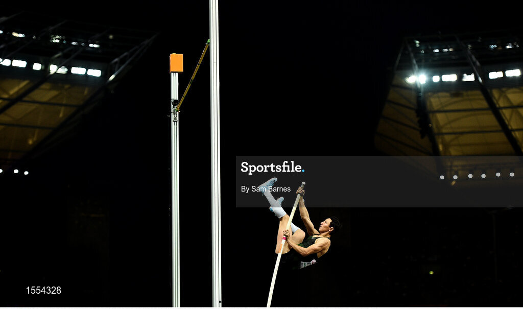12 August 2018; Timur Morgunov  of Authorised Neutral Athletes on his way to third in the Men's polevault during Day 6 of the 2018 European Athletics Championships at The Olympic Stadium in Berlin, Germany. Photo by Sam Barnes/Sportsfile