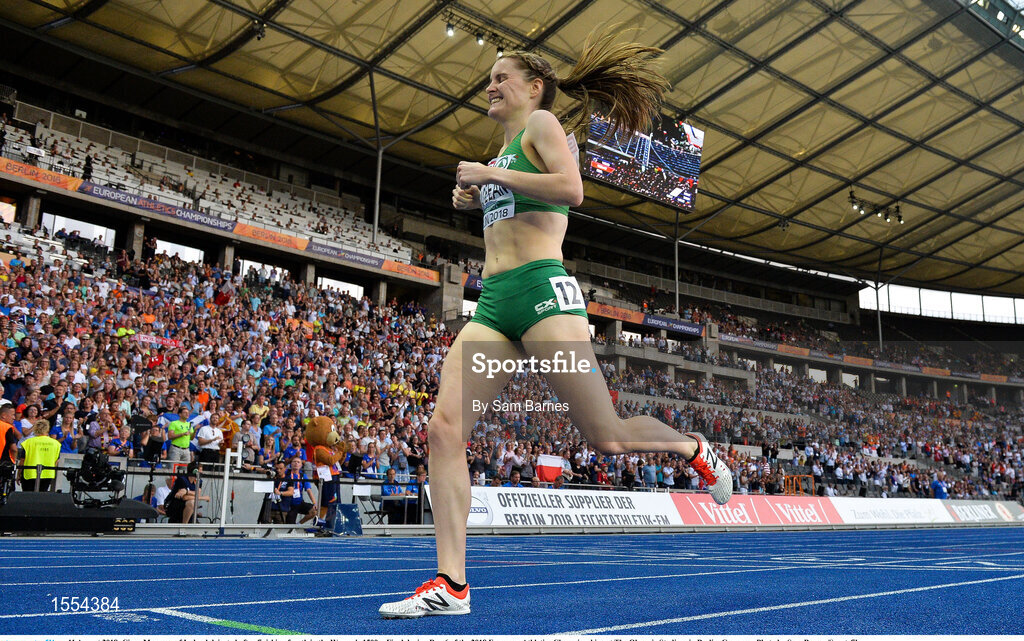 12 August 2018; Ciara Mageean of Ireland dejected after finishing fourth in the Women's 1500m final during Day 6 of the 2018 European Athletics Championships at The Olympic Stadium in Berlin, Germany. Photo by Sam Barnes/Sportsfile