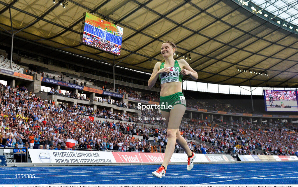 12 August 2018; Ciara Mageean of Ireland dejected after finishing fourth in the Women's 1500m final during Day 6 of the 2018 European Athletics Championships at The Olympic Stadium in Berlin, Germany. Photo by Sam Barnes/Sportsfile