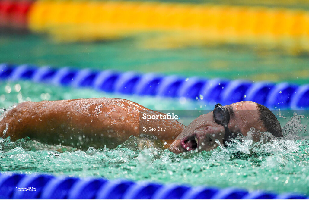 14 August 2018; Vit Sasek of Czech Republic competes in Heat 3 of the Men's 200m Individual Medley SM6 during day two of the World Para Swimming Allianz European Championships at the Sport Ireland National Aquatic Centre in Blanchardstown, Dublin. Photo by Seb Daly/Sportsfile