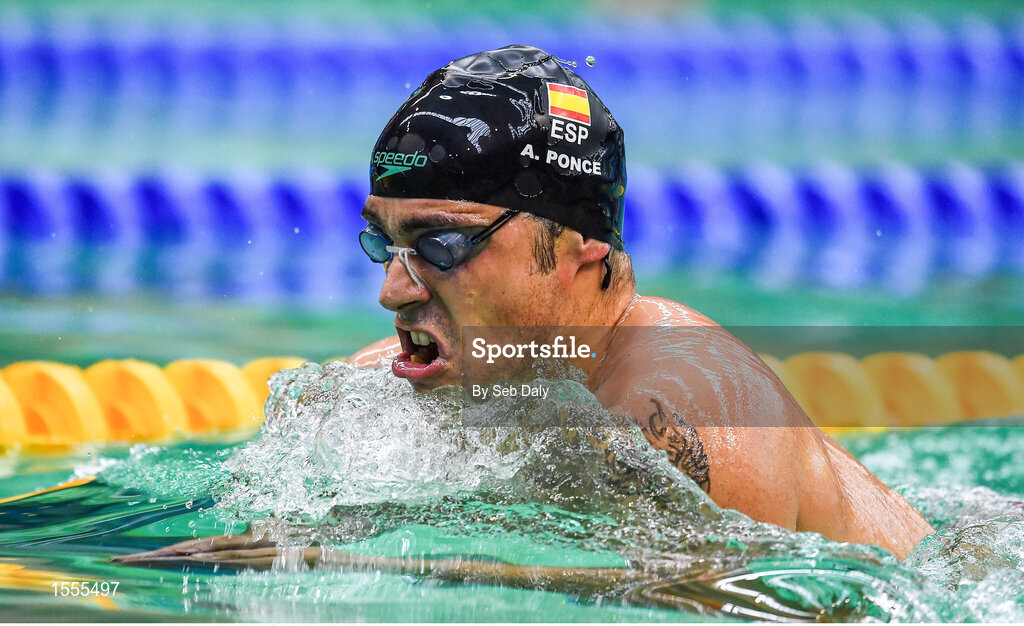 14 August 2018; Antoni Ponce Bertran of Spain competes in Heat 3 of the Men's 200m Individual Medley SM6 during day two of the World Para Swimming Allianz European Championships at the Sport Ireland National Aquatic Centre in Blanchardstown, Dublin. Photo by Seb Daly/Sportsfile