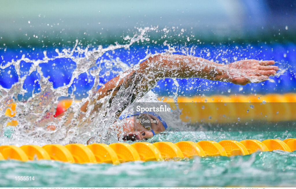 14 August 2018; Gioele Ciampricotti of Italy competes in Heat 1 of the Men's 400m Freestyle S8 during day two of the World Para Swimming Allianz European Championships at the Sport Ireland National Aquatic Centre in Blanchardstown, Dublin. Photo by Seb Daly/Sportsfile