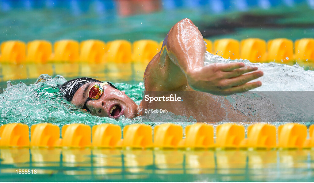 14 August 2018; Ingio Llopis Sanz of Spain competes in Heat 2 of the Men's 400m Freestyle S8 during day two of the World Para Swimming Allianz European Championships at the Sport Ireland National Aquatic Centre in Blanchardstown, Dublin. Photo by Seb Daly/Sportsfile
