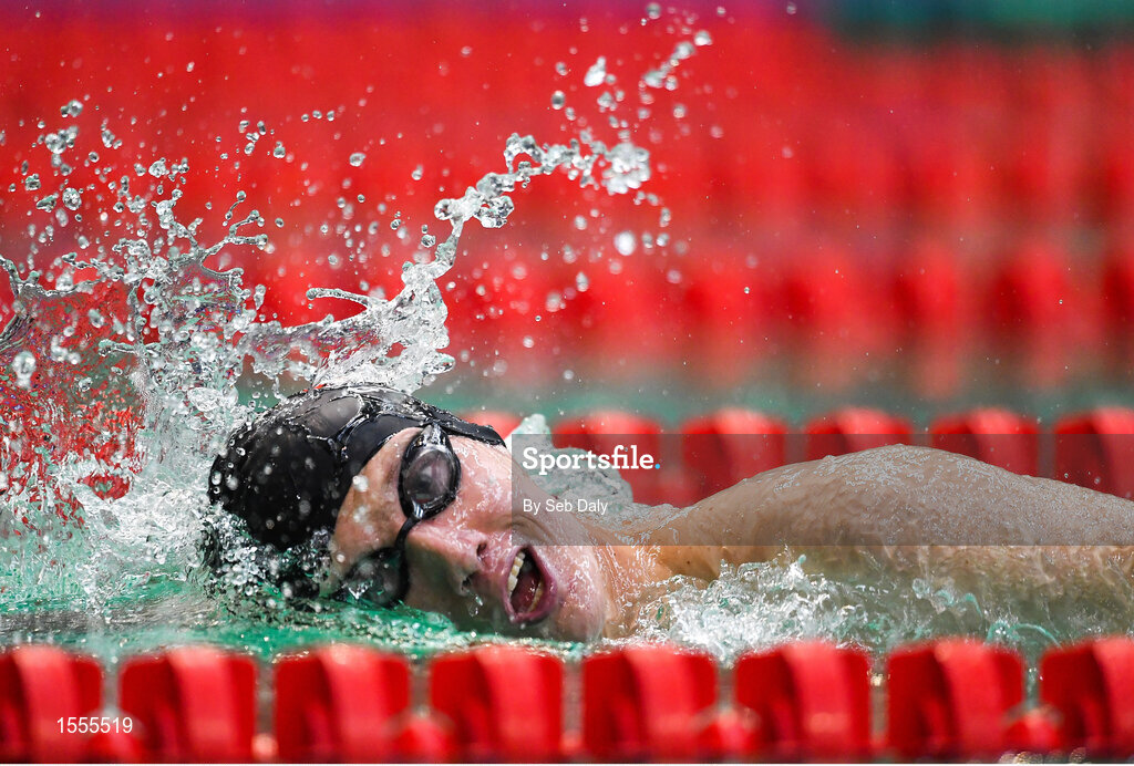 14 August 2018; Joshua Grob of Switzerland competes in Heat 1 of the Men's 400m Freestyle S8 during day two of the World Para Swimming Allianz European Championships at the Sport Ireland National Aquatic Centre in Blanchardstown, Dublin. Photo by Seb Daly/Sportsfile