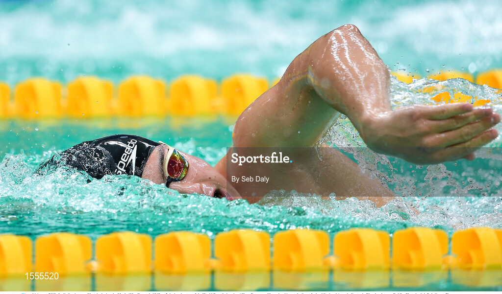 14 August 2018; Jurijs Semjonovs of Latvia competes in Heat 2 of the Men's 400m Freestyle S8 during day two of the World Para Swimming Allianz European Championships at the Sport Ireland National Aquatic Centre in Blanchardstown, Dublin. Photo by Seb Daly/Sportsfile