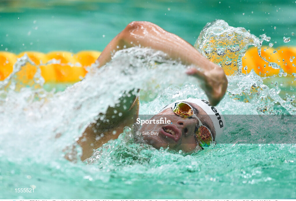 14 August 2018; Ruben Linhares of Portugal competes in Heat 2 of the Men's 400m Freestyle S8 during day two of the World Para Swimming Allianz European Championships at the Sport Ireland National Aquatic Centre in Blanchardstown, Dublin. Photo by Seb Daly/Sportsfile