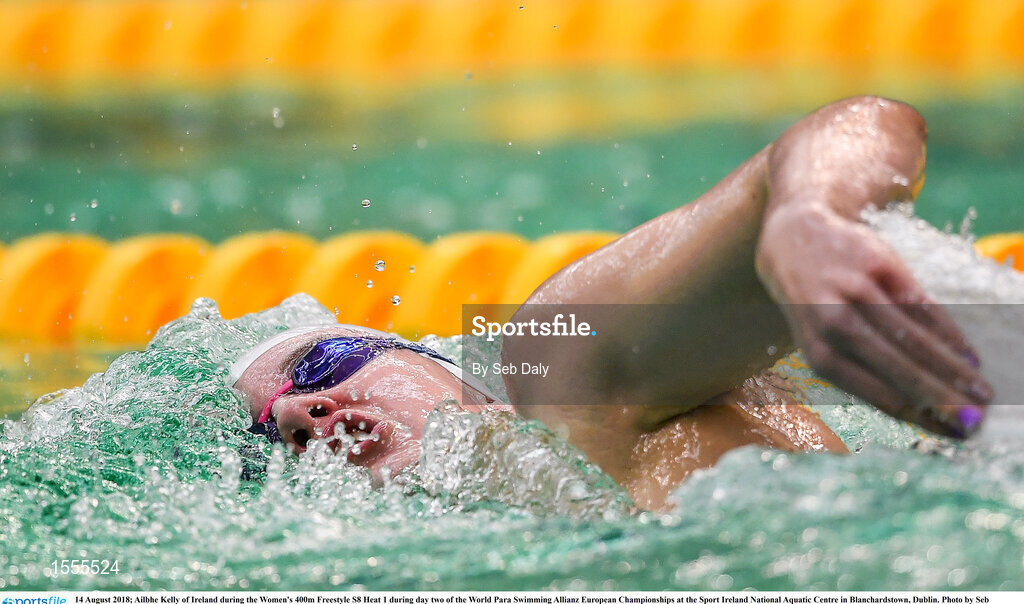 14 August 2018; Ailbhe Kelly of Ireland competes in Heat 1 of the Women's 400m Freestyle S8 during day two of the World Para Swimming Allianz European Championships at the Sport Ireland National Aquatic Centre in Blanchardstown, Dublin. Photo by Seb Daly/Sportsfile