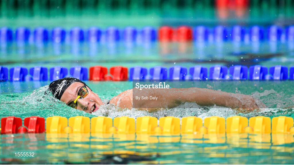 14 August 2018; Nahia Zudaire Borrezo of Spain competes in Heat 2 of the Women's 400m Freestyle S8 during day two of the World Para Swimming Allianz European Championships at the Sport Ireland National Aquatic Centre in Blanchardstown, Dublin. Photo by Seb Daly/Sportsfile