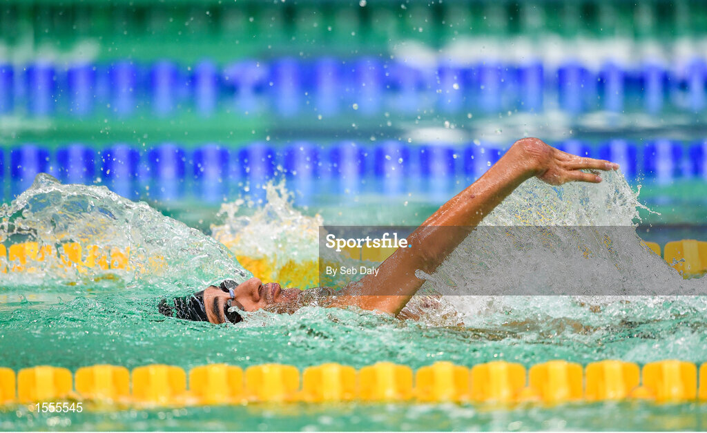14 August 2018; Miguel Angel Martinez Tajuelo of Spain competes in the heats of the Men's 50m Freestyle S3 event during day two of the World Para Swimming Allianz European Championships at the Sport Ireland National Aquatic Centre in Blanchardstown, Dublin. Photo by Seb Daly/Sportsfile