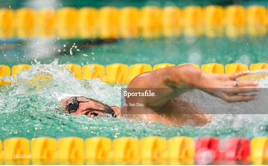 14 August 2018; Vincenzo Boni of Italy competes in the heats of the Men's 50m Freestyle S3 event during day two of the World Para Swimming Allianz European Championships at the Sport Ireland National Aquatic Centre in Blanchardstown, Dublin. Photo by Seb Daly/Sportsfile