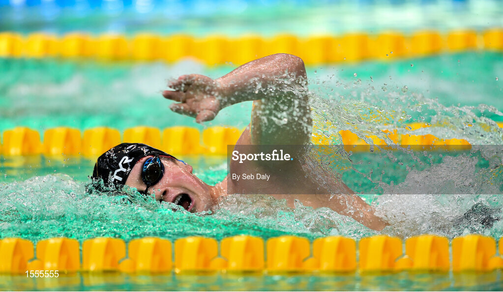 14 August 2018; Thomas Hamer of Great Britian competes in the heats of the Men's 200m Freestyle S14 event during day two of the World Para Swimming Allianz European Championships at the Sport Ireland National Aquatic Centre in Blanchardstown, Dublin. Photo by Seb Daly/Sportsfile