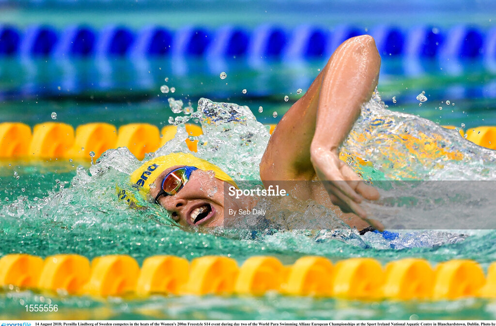 14 August 2018; Pernilla Lindberg of Sweden competes in the heats of the Women's 200m Freestyle S14 event during day two of the World Para Swimming Allianz European Championships at the Sport Ireland National Aquatic Centre in Blanchardstown, Dublin. Photo by Seb Daly/Sportsfile