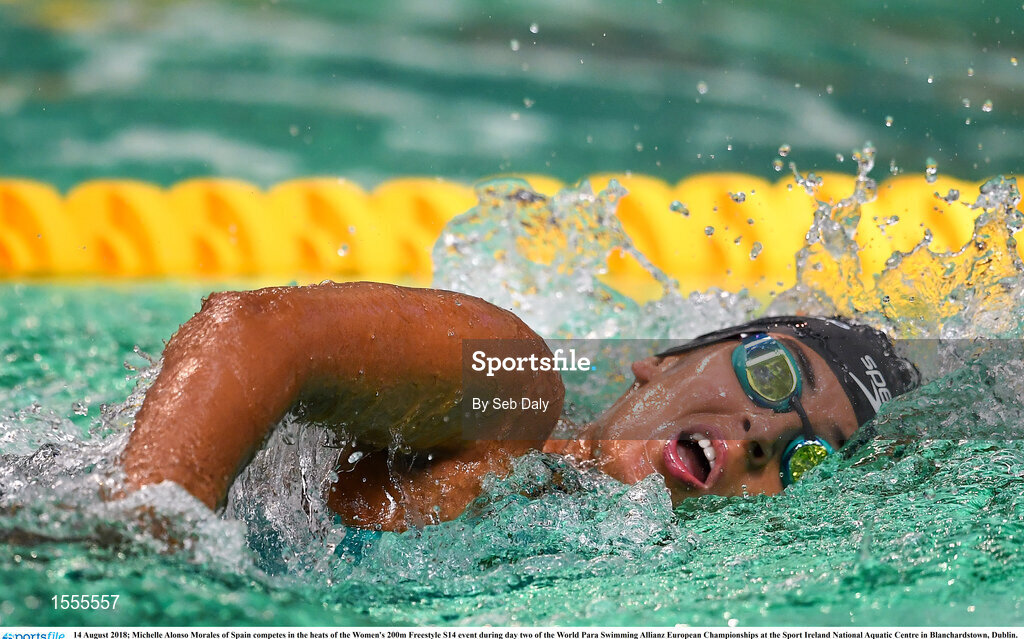 14 August 2018; Michelle Alonso Morales of Spain competes in the heats of the Women's 200m Freestyle S14 event during day two of the World Para Swimming Allianz European Championships at the Sport Ireland National Aquatic Centre in Blanchardstown, Dublin. Photo by Seb Daly/Sportsfile