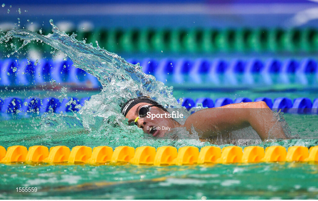 14 August 2018; Eva Coronado Tejeda of Spain competes in the heats of the Women's 200m Freestyle S14 event during day two of the World Para Swimming Allianz European Championships at the Sport Ireland National Aquatic Centre in Blanchardstown, Dublin. Photo by Seb Daly/Sportsfile
