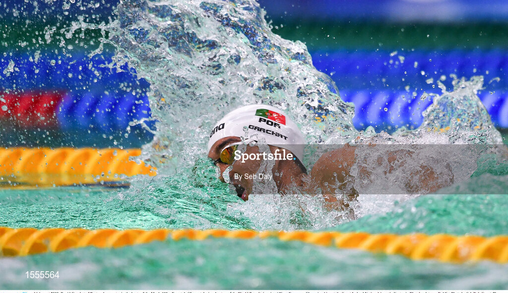 14 August 2018; David Grachat of Portugal competes in the heats of the Men's 100m Freestyle S9 event during day two of the World Para Swimming Allianz European Championships at the Sport Ireland National Aquatic Centre in Blanchardstown, Dublin. Photo by Seb Daly/Sportsfile