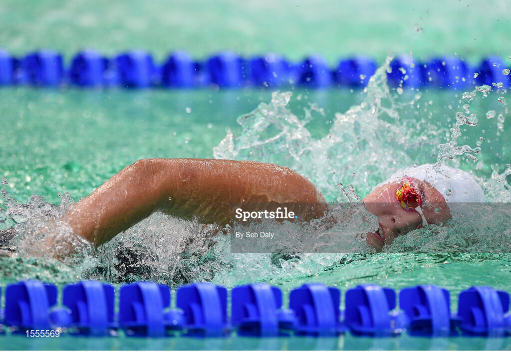 14 August 2018; Ana Jovovic of Sebia competes in the heats of the Women's 100m Freestyle S9 event during day two of the World Para Swimming Allianz European Championships at the Sport Ireland National Aquatic Centre in Blanchardstown, Dublin. Photo by Seb Daly/Sportsfile