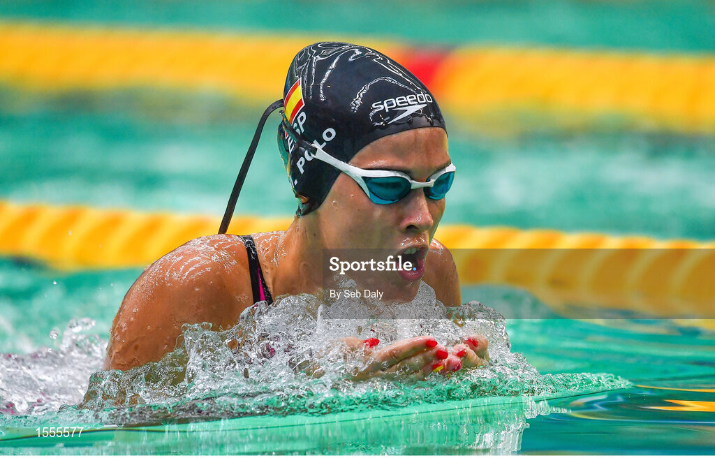 14 August 2018; Marian Polo Lopez of Spain competes in the final of the Women's 100m Breaststroke SB13 event during day two of the World Para Swimming Allianz European Championships at the Sport Ireland National Aquatic Centre in Blanchardstown, Dublin. Photo by Seb Daly/Sportsfile