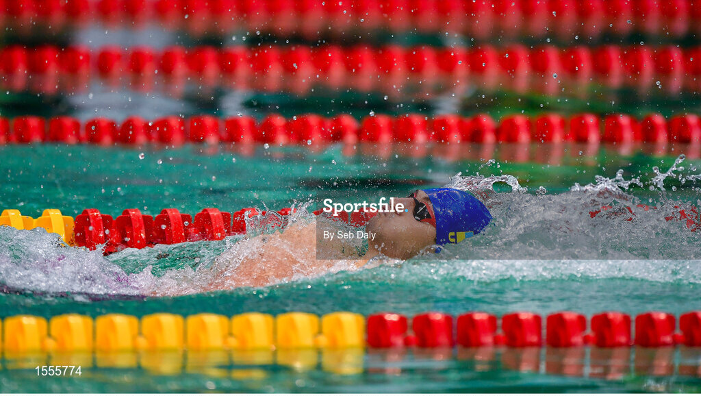 14 August 2018; Maksym Krypak of Ukraine on the way to winning the Men's 100m Backstroke S10 Final event during day two of the World Para Swimming Allianz European Championships at the Sport Ireland National Aquatic Centre in Blanchardstown, Dublin. Photo by Seb Daly/Sportsfile