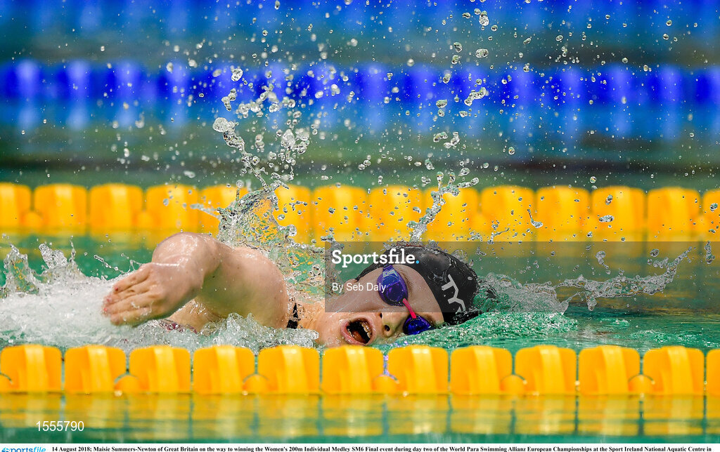 14 August 2018; Maisie Summers-Newton of Great Britain on the way to winning the Women's 200m Individual Medley SM6 Final event during day two of the World Para Swimming Allianz European Championships at the Sport Ireland National Aquatic Centre in Blanchardstown, Dublin. Photo by Seb Daly/Sportsfile