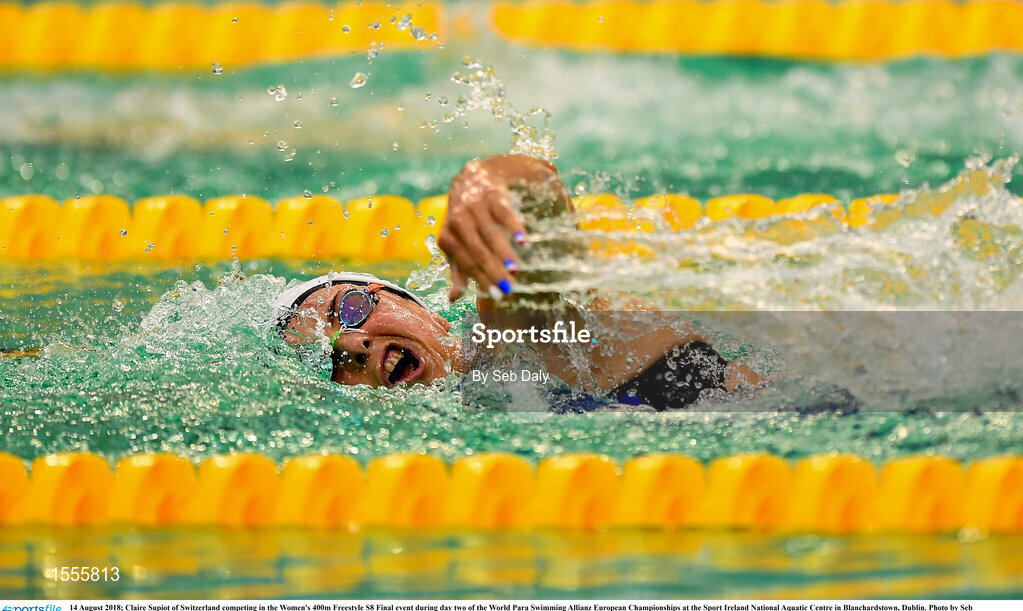 14 August 2018; Claire Supiot of France competing in the Women's 400m Freestyle S8 Final event during day two of the World Para Swimming Allianz European Championships at the Sport Ireland National Aquatic Centre in Blanchardstown, Dublin. Photo by Seb Daly/Sportsfile