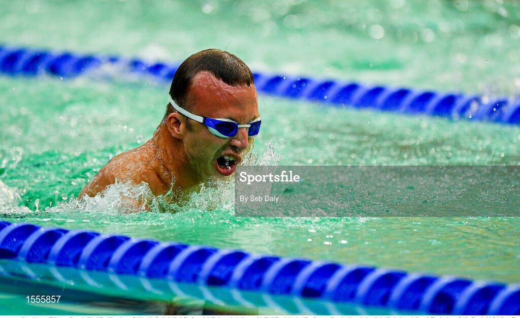 14 August 2018; Arnost Petracek of Czech Republic on the way to finishing joint first in the Men's 50m Freestyle S4 Final event during day two of the World Para Swimming Allianz European Championships at the Sport Ireland National Aquatic Centre in Blanchardstown, Dublin. Photo by Seb Daly/Sportsfile