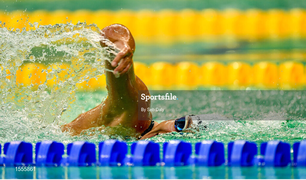 14 August 2018; Gina Boettcher of Germany on the way to finishing second in the Women's 50 m Freestyle S4 Final event during day two of the World Para Swimming Allianz European Championships at the Sport Ireland National Aquatic Centre in Blanchardstown, Dublin. Photo by Seb Daly/Sportsfile