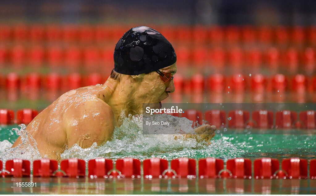 14 August 2018; Oleksii Fedyna of Ukraine on the way to winning the Men's 100m Breaststroke SB12 Final event during day two of the World Para Swimming Allianz European Championships at the Sport Ireland National Aquatic Centre in Blanchardstown, Dublin. Photo by Seb Daly/Sportsfile