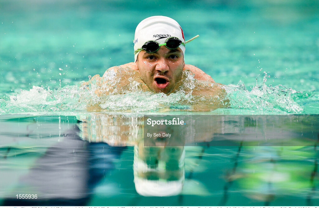 15 August 2018; Bulent Oturakci of Turkey competes in the heats of the Men's 100m Breaststroke SB5 event during day three of the World Para Swimming Allianz European Championships at the Sport Ireland National Aquatic Centre in Blanchardstown, Dublin. Photo by Seb Daly/Sportsfile