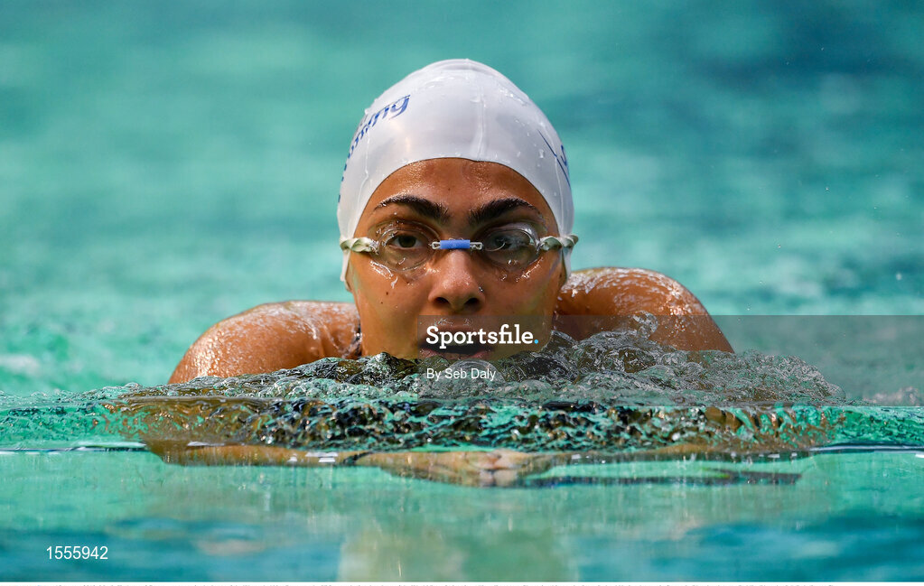 15 August 2018; Maria Tsakona of Greece competes in the heats of the Women's 100m Breaststroke SB5 event during day three of the World Para Swimming Allianz European Championships at the Sport Ireland National Aquatic Centre in Blanchardstown, Dublin. Photo by Seb Daly/Sportsfile
