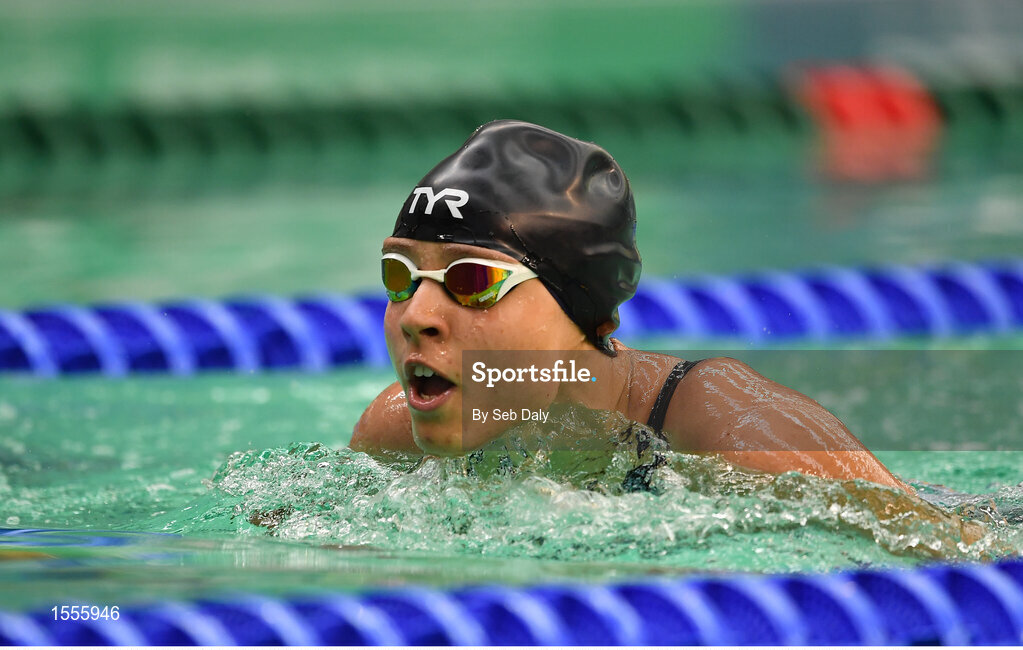 15 August 2018; Agata Koupilova of Czech Republic competes in the heats of the Women's 100m Breaststroke SB5 event during day three of the World Para Swimming Allianz European Championships at the Sport Ireland National Aquatic Centre in Blanchardstown, Dublin. Photo by Seb Daly/Sportsfile