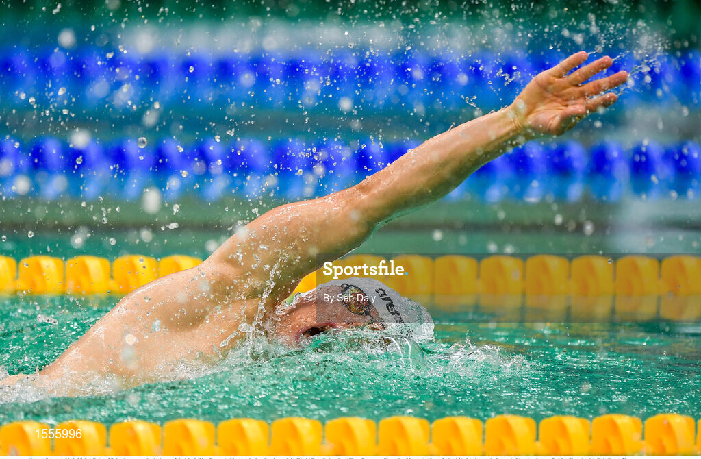 15 August 2018; Nichal Golus of Poland competes in the heats of the Men's 50m Freestyle S8 event during day three of the World Para Swimming Allianz European Championships at the Sport Ireland National Aquatic Centre in Blanchardstown, Dublin. Photo by Seb Daly/Sportsfile