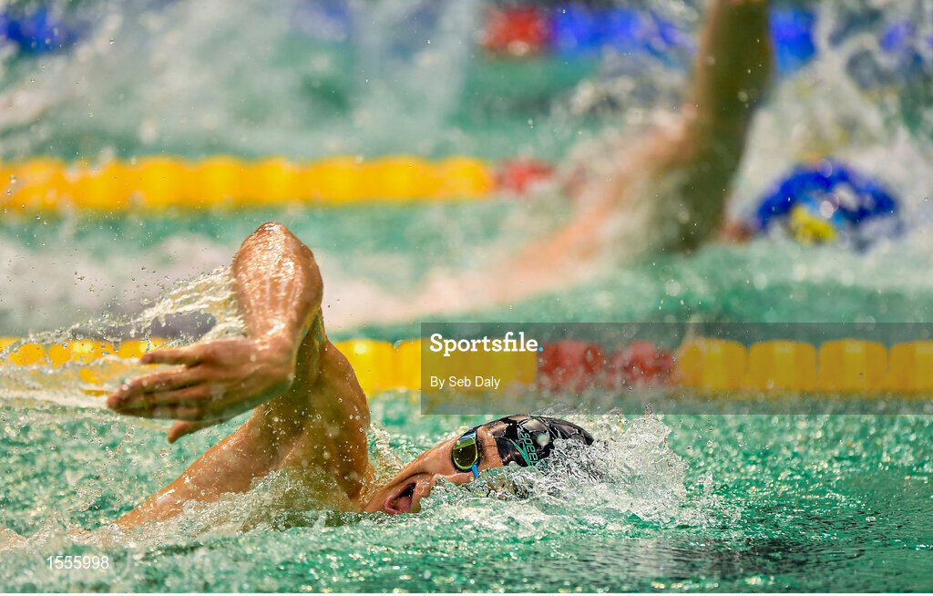 15 August 2018; Sergio Salvador Martos Minguet of Spain competes in the heats of the Men's 50m Freestyle S8 event during day three of the World Para Swimming Allianz European Championships at the Sport Ireland National Aquatic Centre in Blanchardstown, Dublin. Photo by Seb Daly/Sportsfile