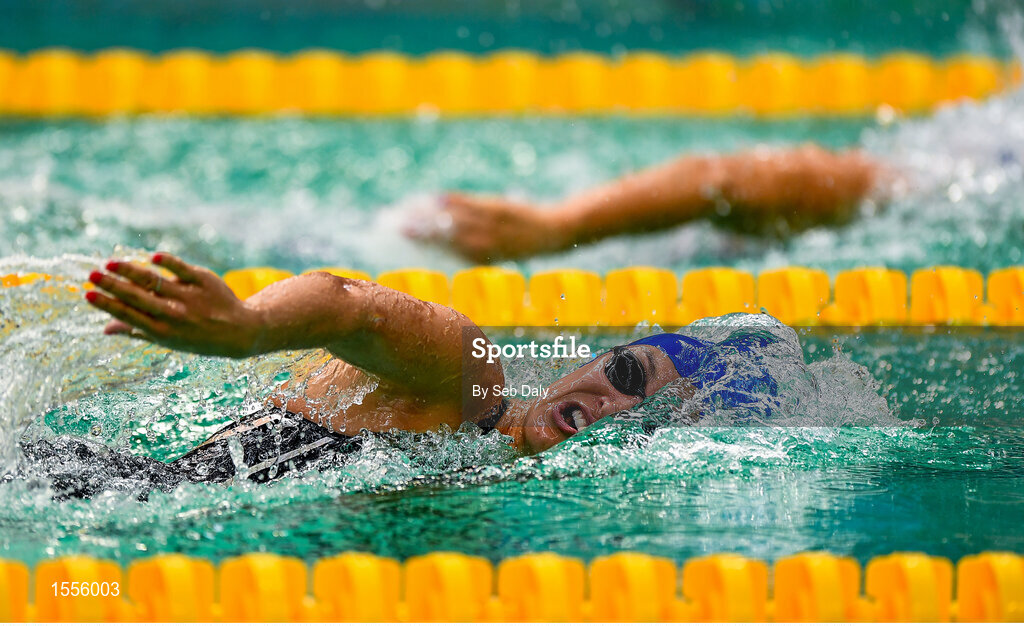 15 August 2018; Kateryna Denysenko of Ukraine competes in the heats of the Women's 50m Freestyle S8 event during day three of the World Para Swimming Allianz European Championships at the Sport Ireland National Aquatic Centre in Blanchardstown, Dublin. Photo by Seb Daly/Sportsfile