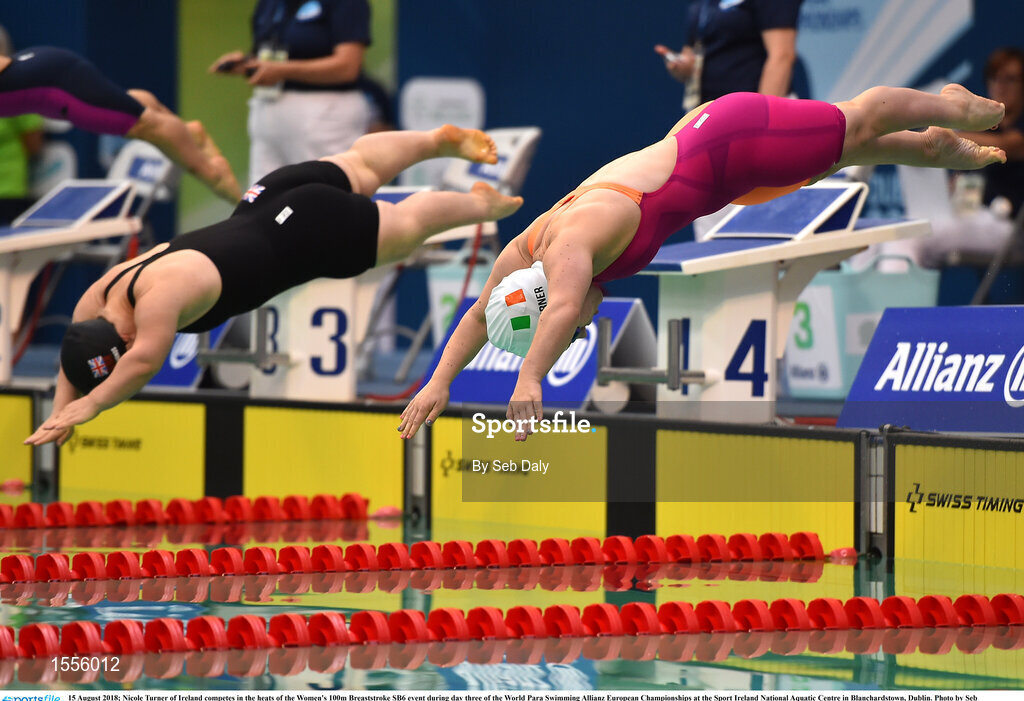 15 August 2018; Nicole Turner of Ireland competes in the heats of the Women's 100m Breaststroke SB6 event during day three of the World Para Swimming Allianz European Championships at the Sport Ireland National Aquatic Centre in Blanchardstown, Dublin. Photo by Seb Daly/Sportsfile