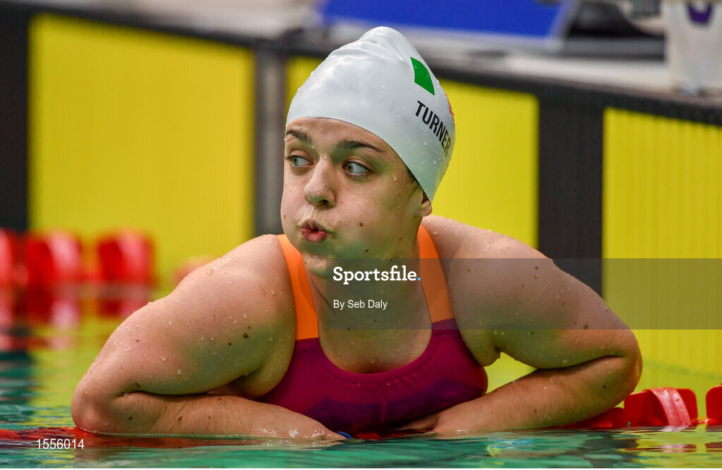 15 August 2018; Nicole Turner of Ireland after finishing second in the heats of the Women's 100m Breaststroke SB6 event during day three of the World Para Swimming Allianz European Championships at the Sport Ireland National Aquatic Centre in Blanchardstown, Dublin. Photo by Seb Daly/Sportsfile