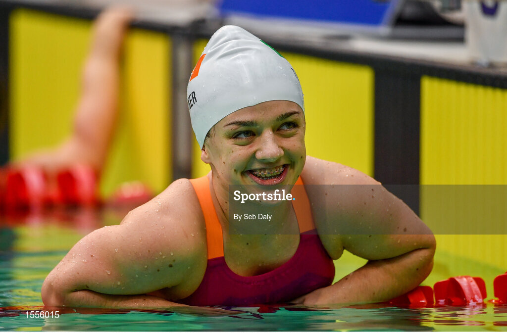 15 August 2018; Nicole Turner of Ireland after finishing second in the heats of the Women's 100m Breaststroke SB6 event during day three of the World Para Swimming Allianz European Championships at the Sport Ireland National Aquatic Centre in Blanchardstown, Dublin. Photo by Seb Daly/Sportsfile