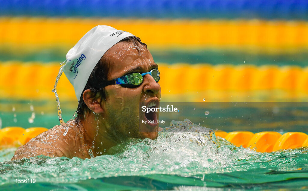 15 August 2018; Hamit Demir of Turkey competes in the heats of the Men's 50m Breaststroke SB3 event during day three of the World Para Swimming Allianz European Championships at the Sport Ireland National Aquatic Centre in Blanchardstown, Dublin. Photo by Seb Daly/Sportsfile
