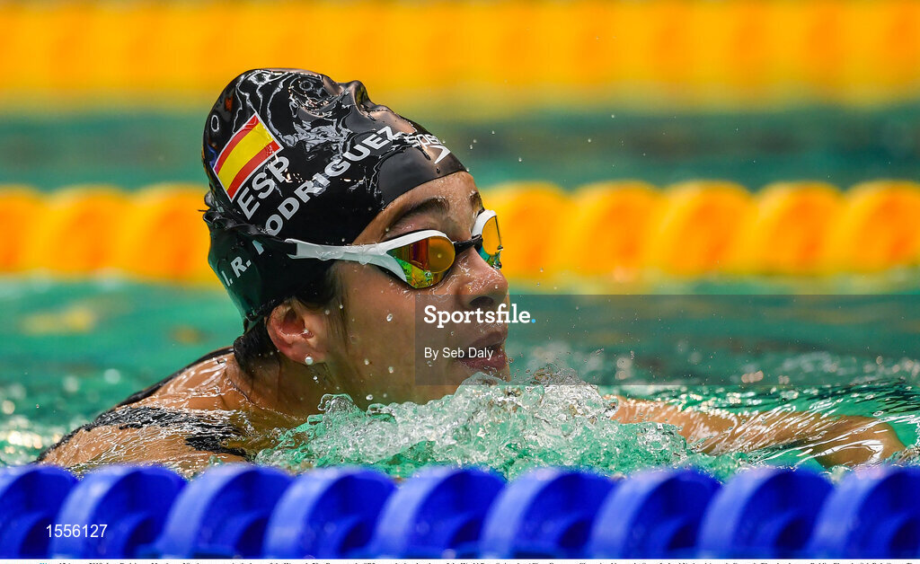 15 August 2018; Ines Rodriquez Martinez of Spain competes in the heats of the Women's 50m Breaststroke SB3 event during day three of the World Para Swimming Allianz European Championships at the Sport Ireland National Aquatic Centre in Blanchardstown, Dublin. Photo by Seb Daly/Sportsfile