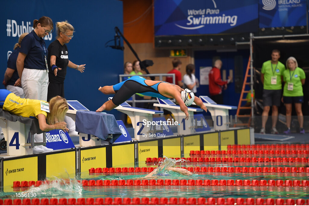 15 August 2018; Gina Boettcher of Germany competes in the heats of the Women's 50m Breaststroke SB3 event during day three of the World Para Swimming Allianz European Championships at the Sport Ireland National Aquatic Centre in Blanchardstown, Dublin. Photo by Seb Daly/Sportsfile