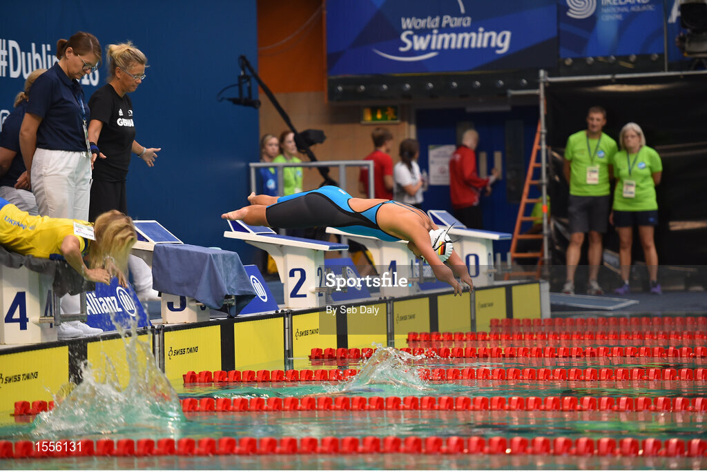 15 August 2018; Gina Boettcher of Germany competes in the heats of the Women's 50m Breaststroke SB3 event during day three of the World Para Swimming Allianz European Championships at the Sport Ireland National Aquatic Centre in Blanchardstown, Dublin. Photo by Seb Daly/Sportsfile