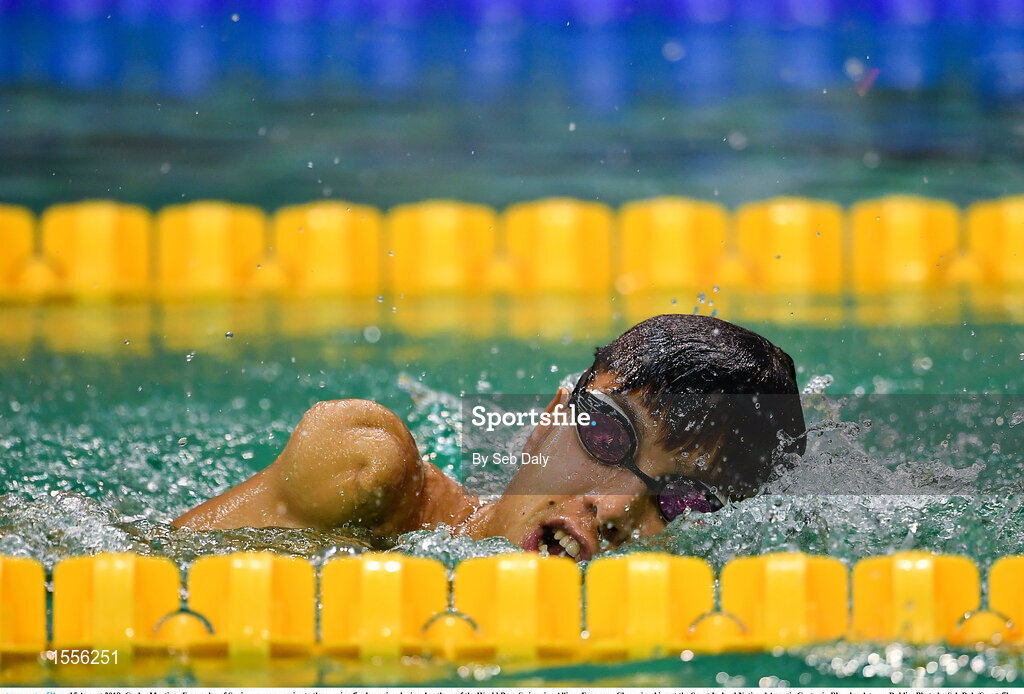 15 August 2018; Carlos Martinez Fernandez of Spain warms-up prior to the evening finals session during day three of the World Para Swimming Allianz European Championships at the Sport Ireland National Aquatic Centre in Blanchardstown, Dublin. Photo by Seb Daly/Sportsfile
