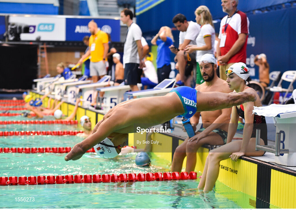 15 August 2018; Theo Curin of France warms-up prior to the evening finals session during day three of the World Para Swimming Allianz European Championships at the Sport Ireland National Aquatic Centre in Blanchardstown, Dublin. Photo by Seb Daly/Sportsfile