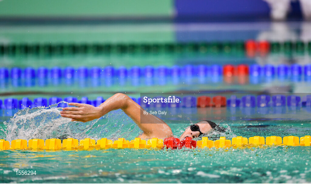 15 August 2018; Mykhailo Serbin of Ukraine on his way to finishing third in the final of the Men's 400m Freestyle S11 event during day three of the World Para Swimming Allianz European Championships at the Sport Ireland National Aquatic Centre in Blanchardstown, Dublin. Photo by Seb Daly/Sportsfile