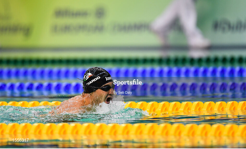 15 August 2018; Francesco Bocciardo of Italy on his way to winning the final of the Men's 100m Breaststroke SB4 event during day three of the World Para Swimming Allianz European Championships at the Sport Ireland National Aquatic Centre in Blanchardstown, Dublin. Photo by Seb Daly/Sportsfile